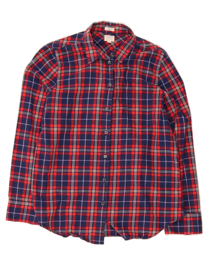 J. CREW Womens Boy Fit Shirt UK 14 Medium Navy Blue Check Cotton Vintage J. Crew and Second-Hand J. Crew from Messina Hembry 