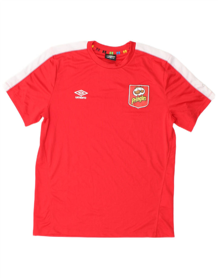 UMBRO Męski T-shirt Top, mały, czerwony, poliester z blokami kolorów