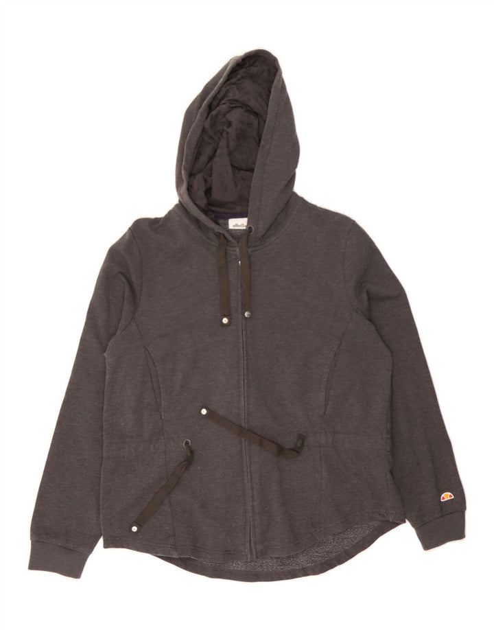 ELLESSE Womens Zip Hoodie Sweater UK 14 Medium Grey Cotton Vintage Ellesse and Second-Hand Ellesse from Messina Hembry 
