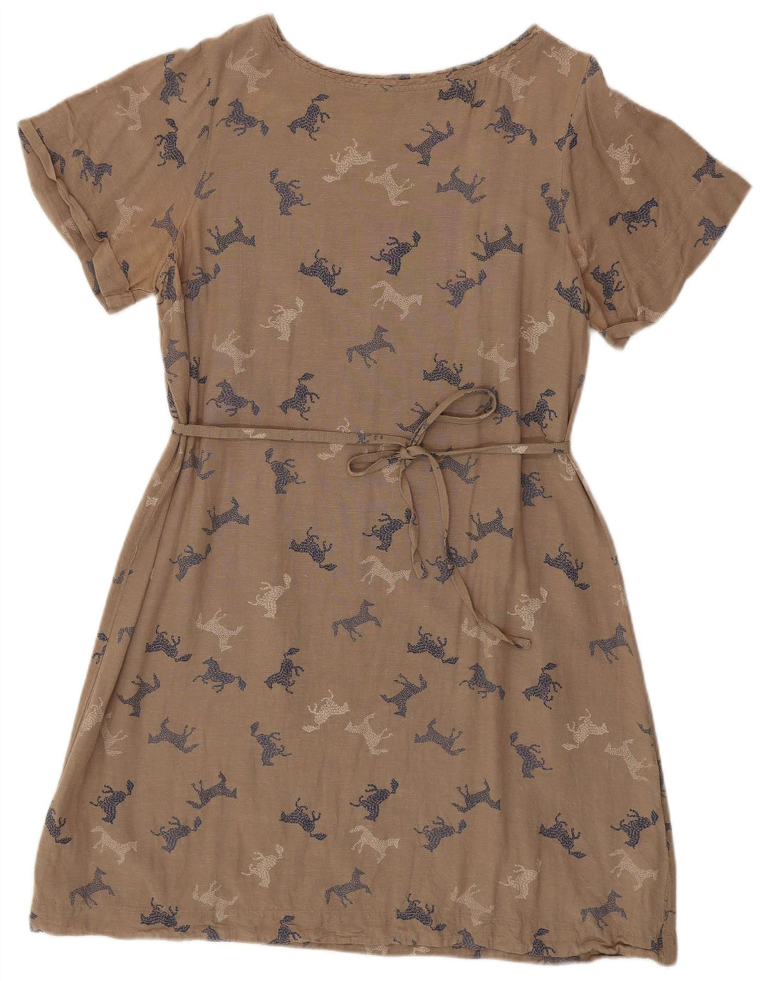 WHITE STUFF Damska graficzna sukienka o linii A UK 16 Duży beżowy nadruk zwierzęcy