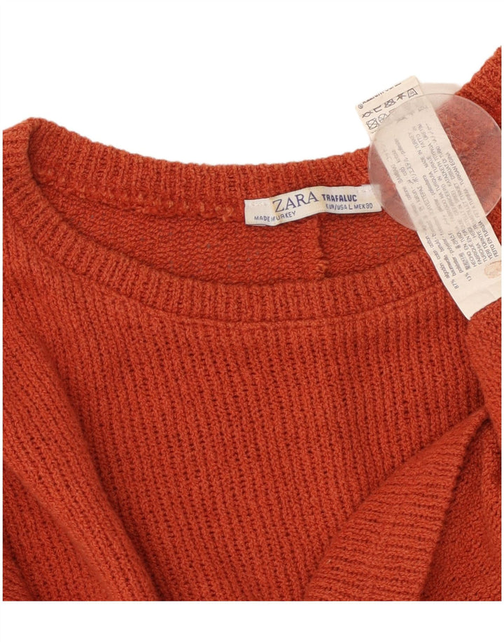 Damski sweter ZARA Trafaluc Crop Boat Neck Sweter UK 16, duży bordowy