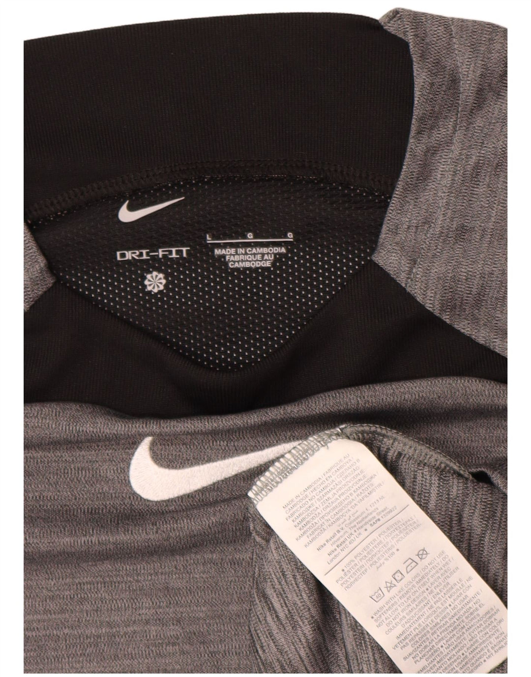 Męski T-shirt Nike Dri Fit, duży, szary poliester z blokami kolorów