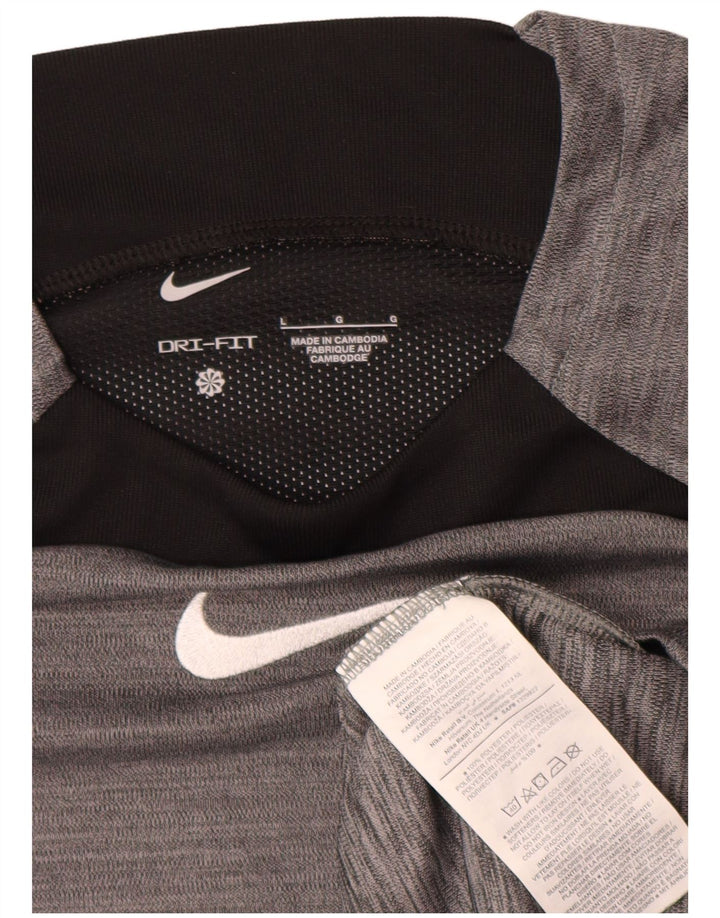 Męski T-shirt Nike Dri Fit, duży, szary poliester z blokami kolorów
