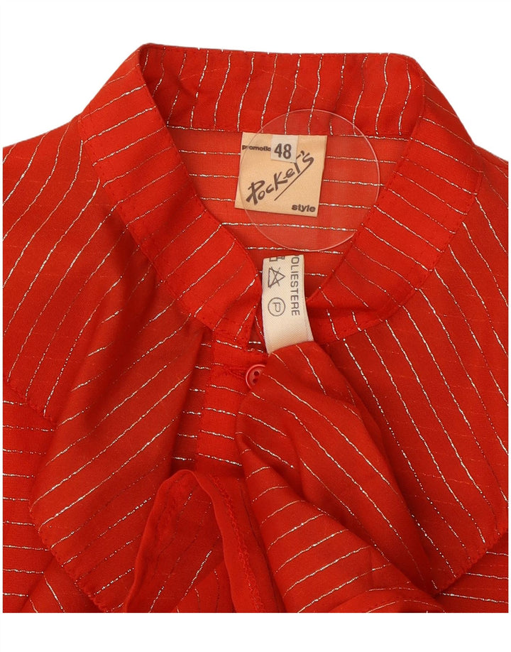 Damska bluzka w stylu vintage z falbaną z przodu IT 48 XL, poliester w czerwone paski