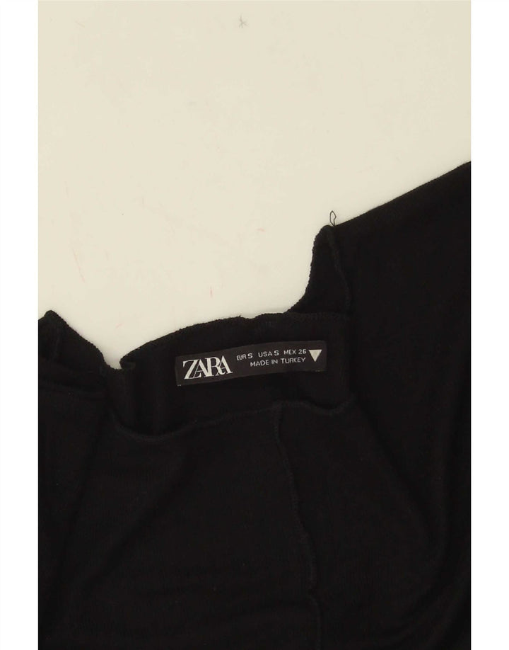 Damski krótki top Zara z długim rękawem, UK 8, mały czarny