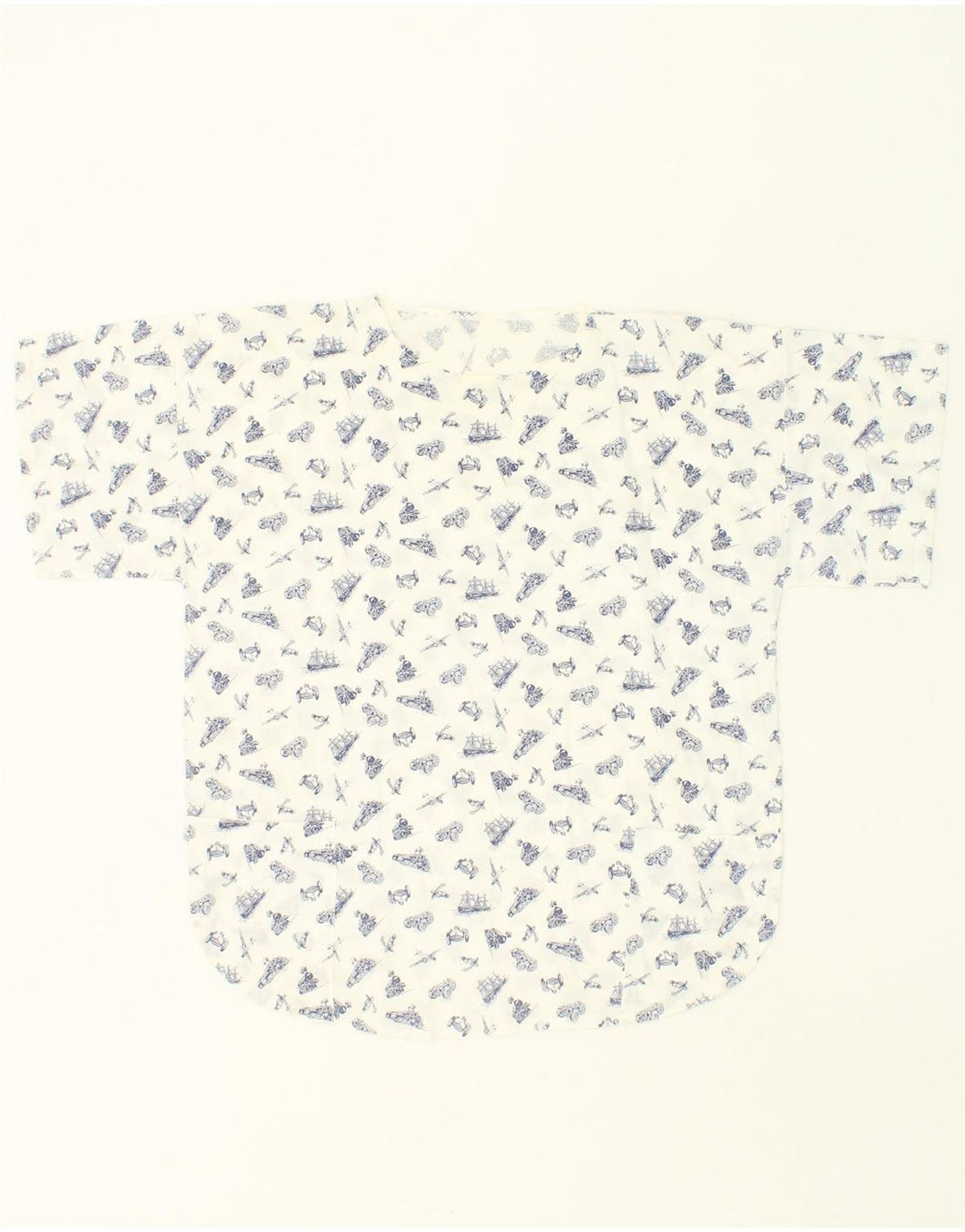 VINTAGE Womens Abstract Pattern Blouse Top UK 16 Large White Vintage Vintage and Second-Hand Vintage from Messina Hembry 