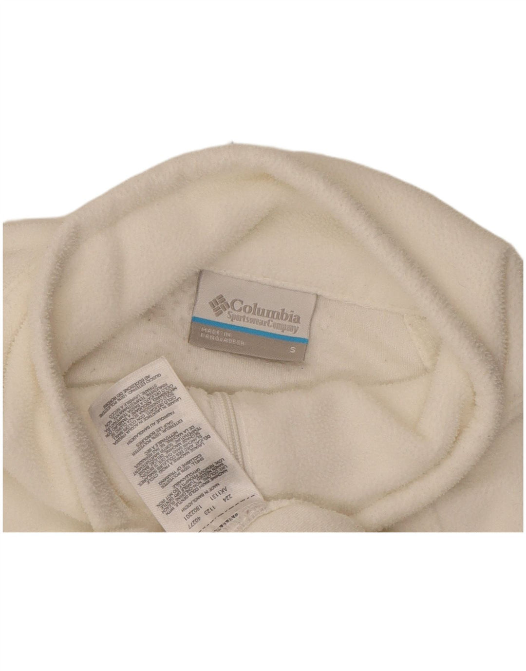 COLUMBIA Womens Zip Neck Fleece Jumper UK 10 Small  Off White Polyester