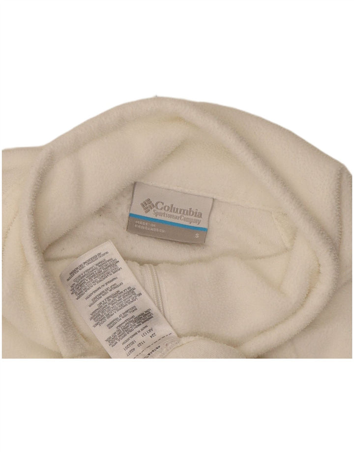 COLUMBIA Womens Zip Neck Fleece Jumper UK 10 Small  Off White Polyester