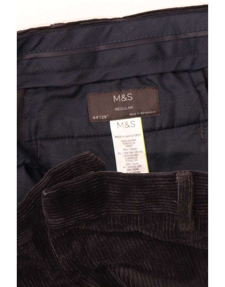 Marks & Spencer Męskie proste sztruksowe spodnie W44 L29 Czarne