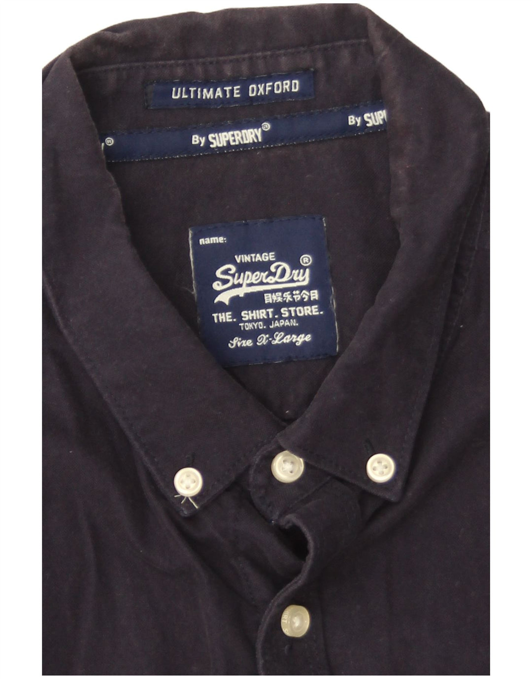 Męska koszula z krótkim rękawem Superdry XL, granatowa, bawełniana