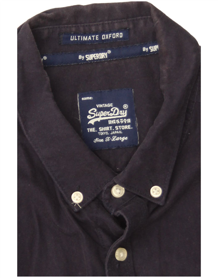 Męska koszula z krótkim rękawem Superdry XL, granatowa, bawełniana