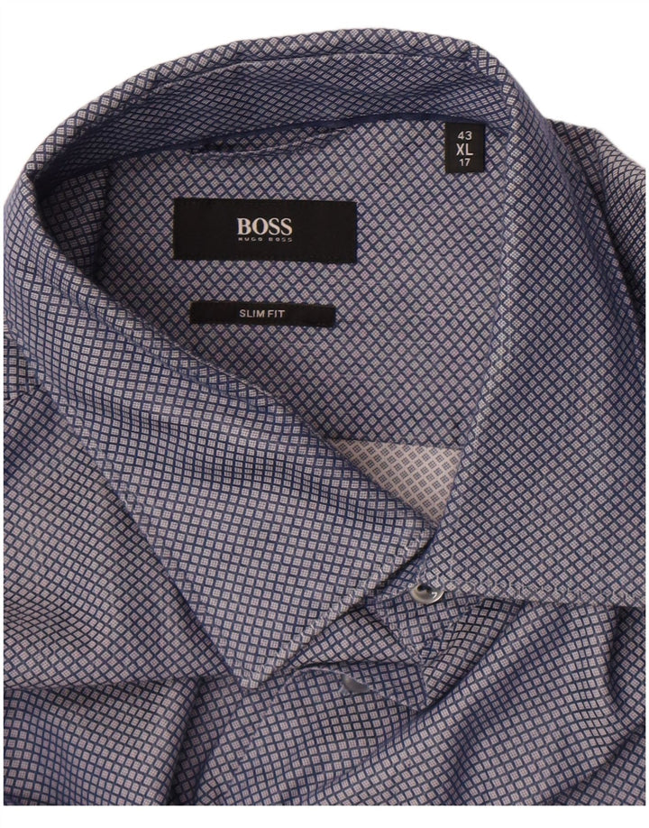 Koszula męska Hugo Boss Slim Fit, rozmiar 17 43 XL, niebieska kratka