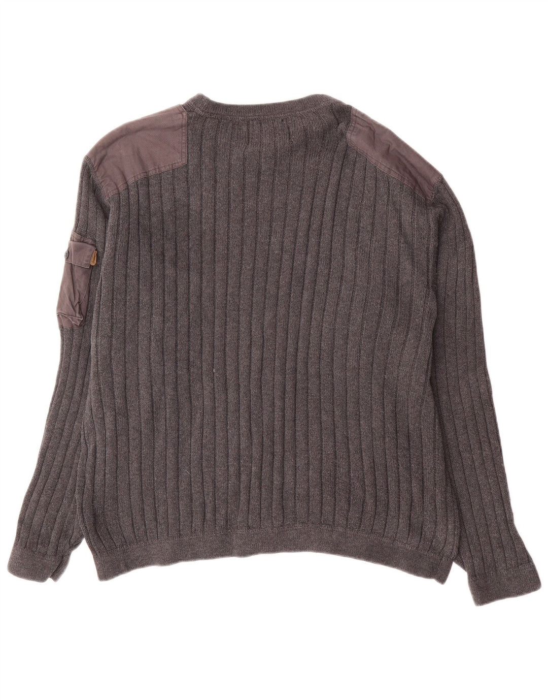 Męski sweter z okrągłym dekoltem Eddie Bauer, duży, szary, bawełniany w bloki kolorów