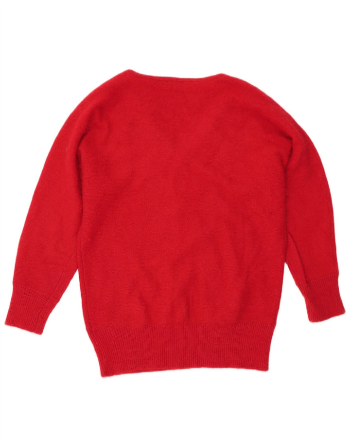 Damski sweter z dekoltem w kształcie litery V, PHASE EIGHT, UK 12, nylon w kolorze średnio czerwonym