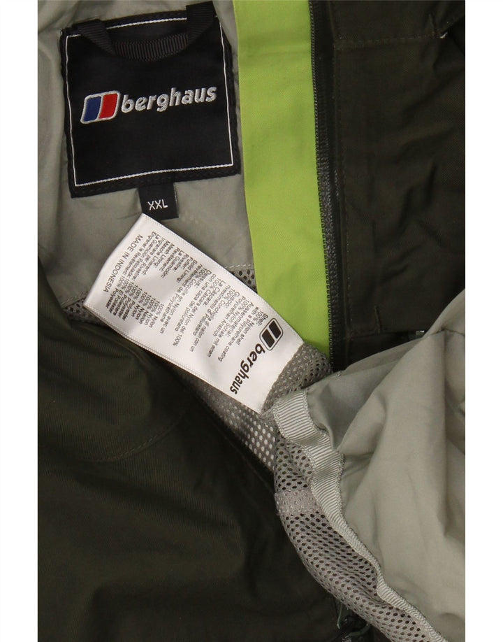 Męska kurtka przeciwdeszczowa BERGHAUS z kapturem UK 44 2XL Khaki Nylon