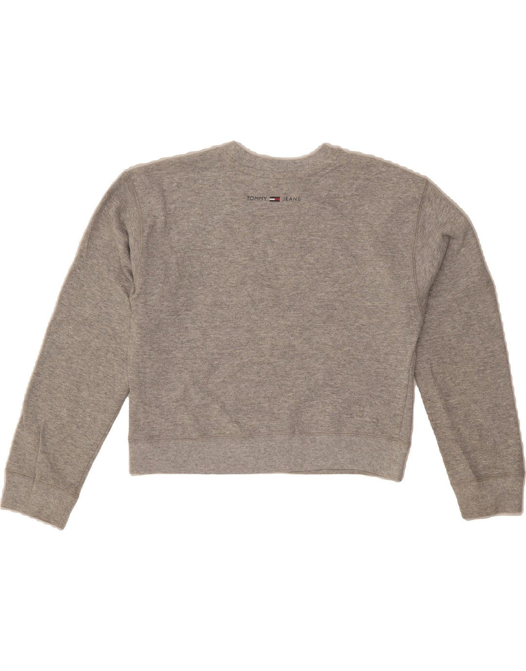 TOMMY HILFIGER Womens Crop Graphic Sweatshirt Jumper UK 10 Small Grey Vintage Tommy Hilfiger and Second-Hand Tommy Hilfiger from Messina Hembry 