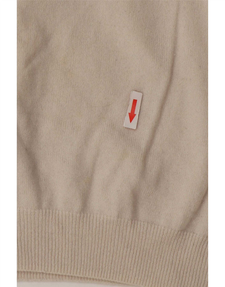 Sweter damski Massimo Dutti z wywijanym dekoltem UK 16, duży, beżowy, wełniany