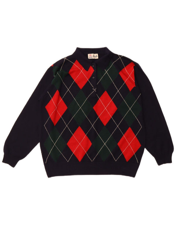 Męski sweter polo PRINGLE Średni granatowy Argyle/Diament