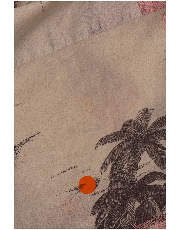 Męska koszula hawajska z krótkim rękawem VINTAGE, duża, beżowa, z kwiatowej bawełny