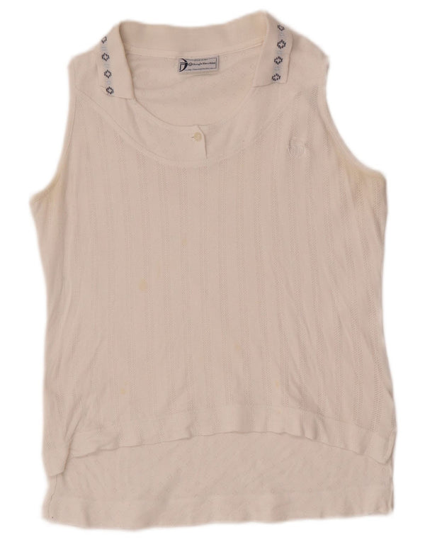 Damska koszulka polo bez rękawów Sergio Tacchini EU 38 Medium White Fair Isle