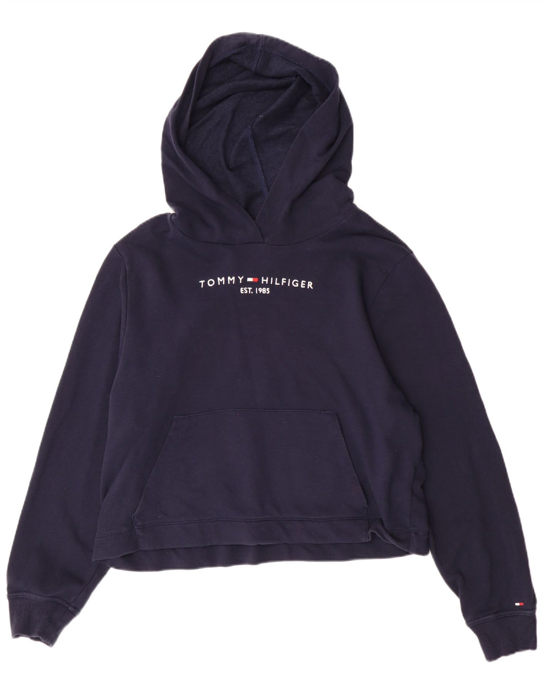 Damski sweter z kapturem i grafiką Tommy Hilfiger UK 14, średni granatowy, bawełniany