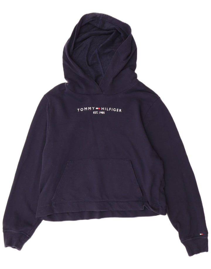 Damski sweter z kapturem i grafiką Tommy Hilfiger UK 14, średni granatowy, bawełniany