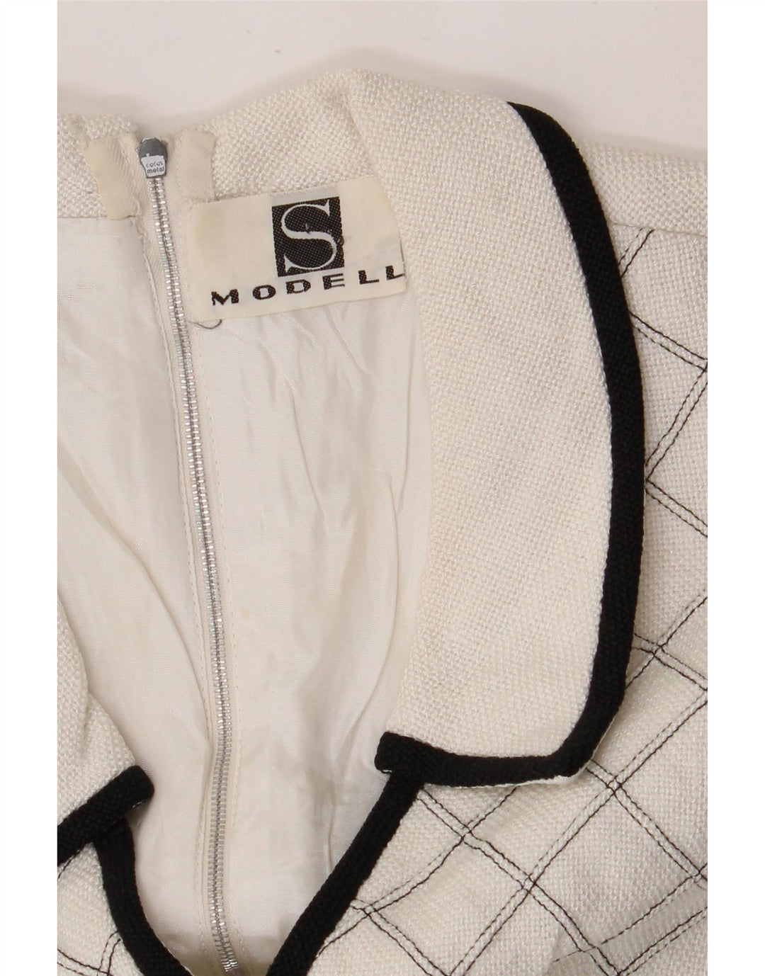 VINTAGE damska sukienka o linii A bez rękawów UK 8 w małą białą kratkę