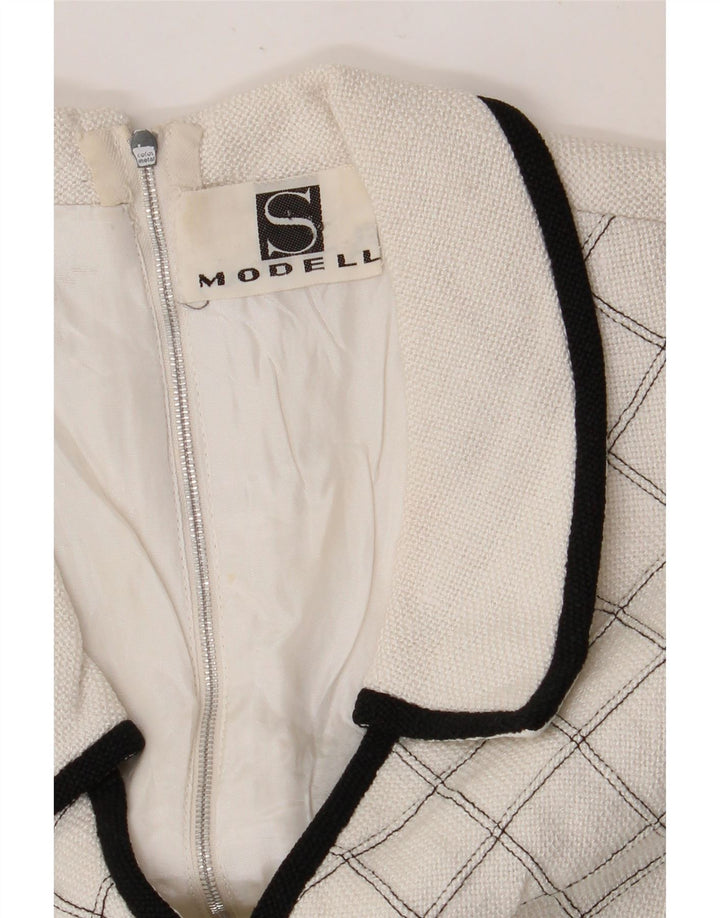 VINTAGE damska sukienka o linii A bez rękawów UK 8 w małą białą kratkę