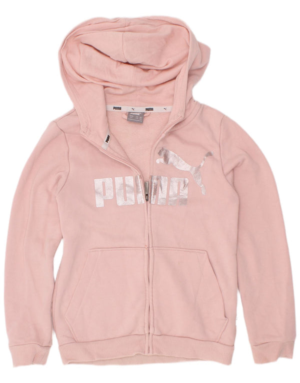 Dziewczęcy sweter Puma z grafiką i zamkiem błyskawicznym, 7-8 lat, różowa bawełna