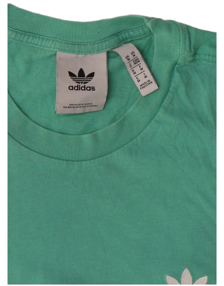 Męska koszulka z grafiką Adidas, średnia, turkusowa bawełna