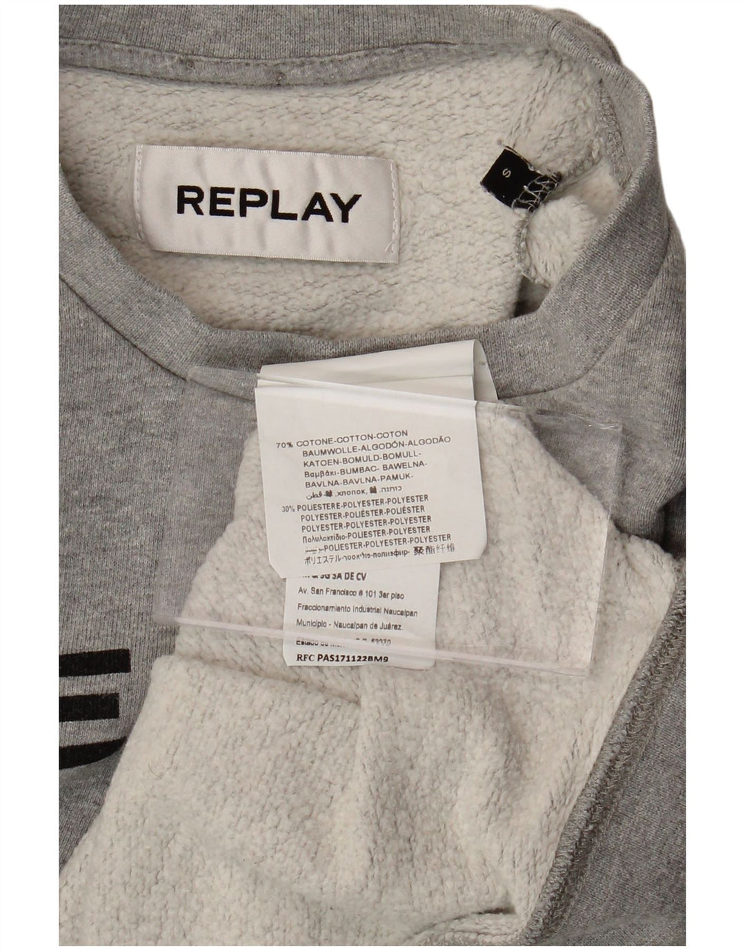 Damska bluza REPLAY Paris Crop Graphic Jumper UK 10, mała, szara bawełna