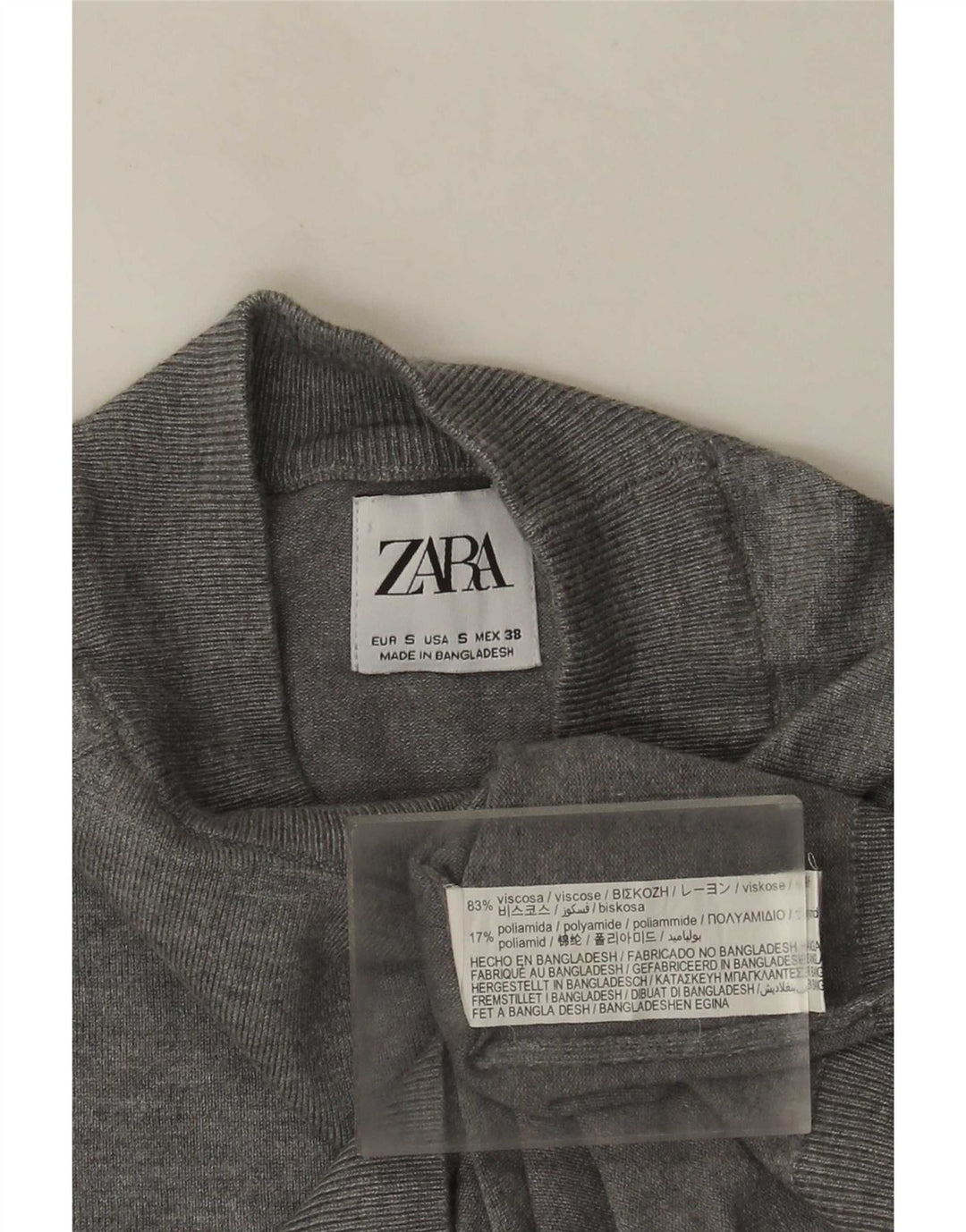 Męski sweter z golfem Zara, mały, szary, wiskoza