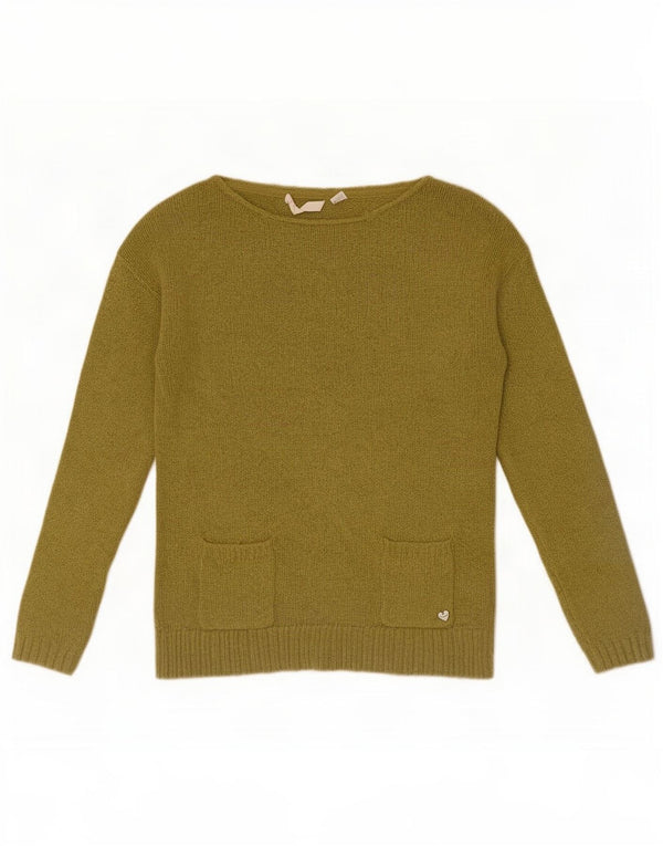 Damski sweter z dekoltem w łódkę White Stuff UK 10 Small, zielony, wiskoza