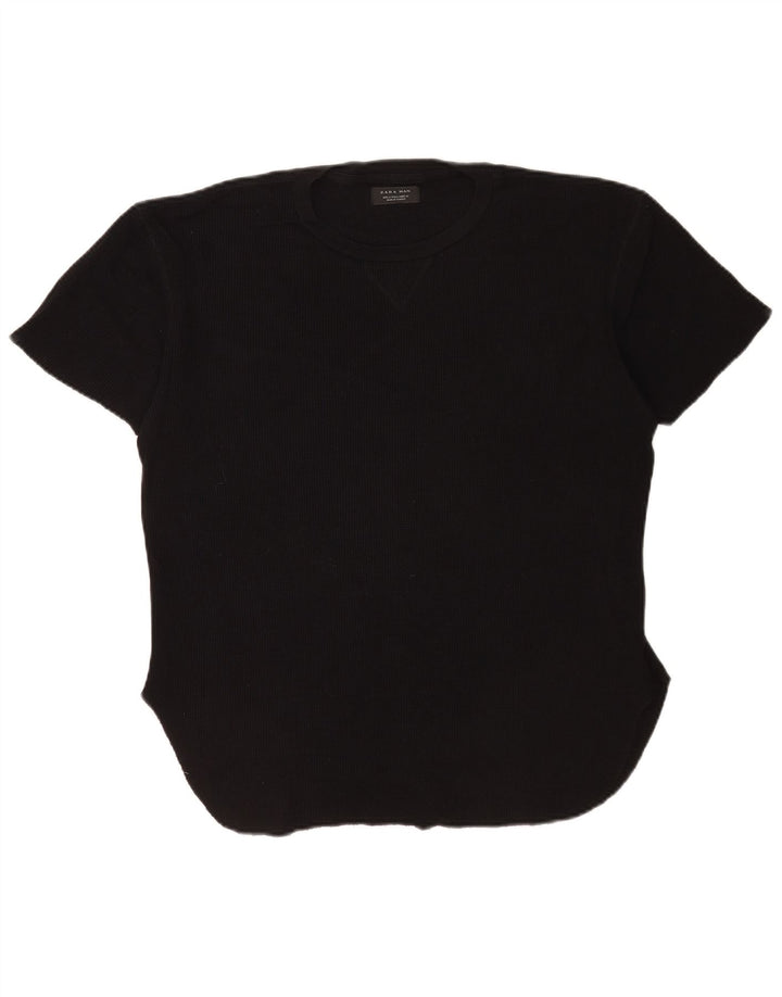 T-shirt męski Zara, duży, czarny, bawełniany