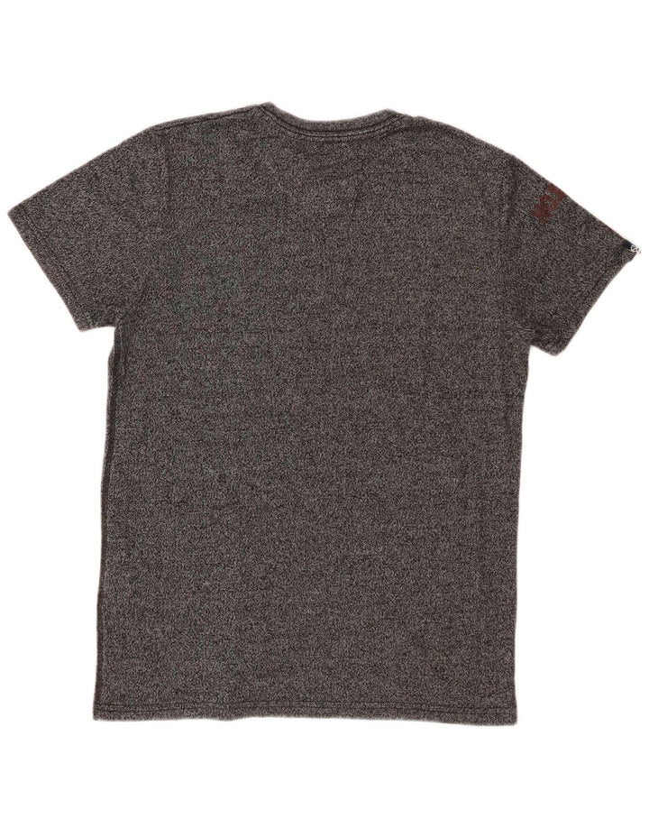 Męski T-shirt z grafiką Superdry, mały, szary, bawełniany w plamki