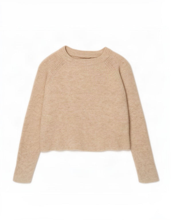 Damski sweter Zara Crop Boat Neck Sweter UK 18 XL Beżowa wełna z alpaki