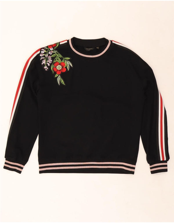 Damska bluza dresowa TED BAKER UK 14, średni czarny, kwiatowy poliester