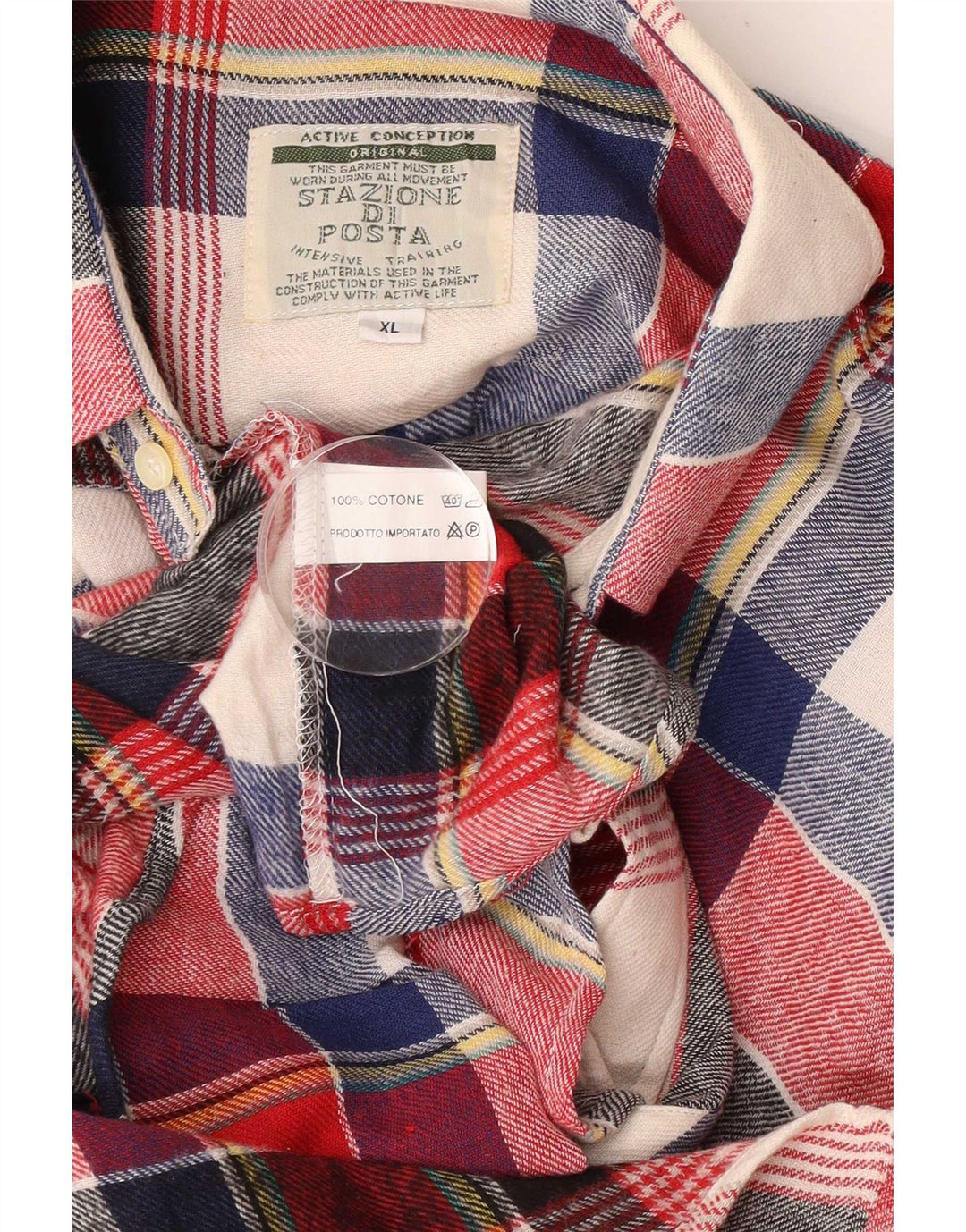 Vintage męska koszula flanelowa XL, wielobarwna, bawełniana krata