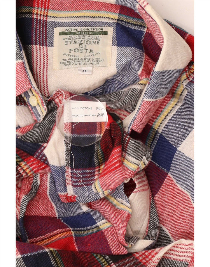 Vintage męska koszula flanelowa XL, wielobarwna, bawełniana krata