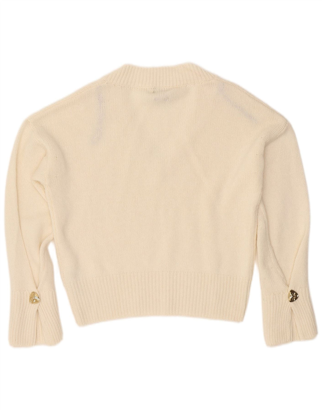 MASSIMO DUTTI Womens Crop Overshirt V-Neck Jumper Sweater UK 6 XS White