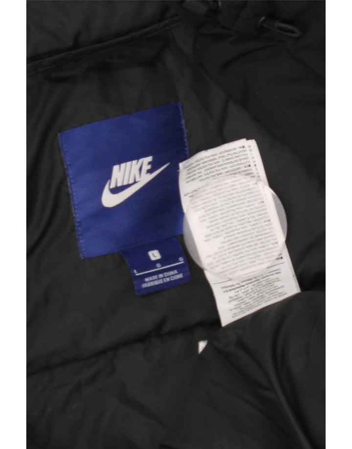 Męska wyściełana kurtka z kapturem Nike UK 40, duża, czarna, poliestrowa