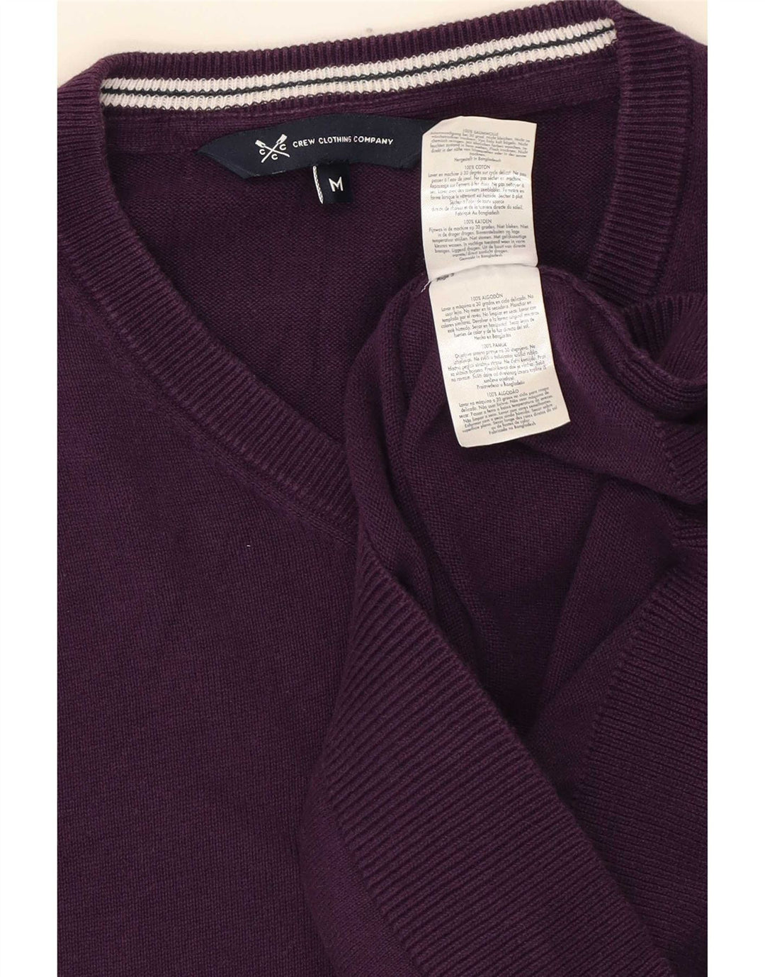 Crew Clothing Męski sweter z dekoltem w kształcie litery V, średni fiolet, bawełna