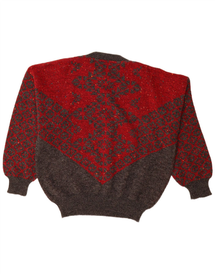 Cacharel Męski sweter z okrągłym dekoltem IT 54 XL, czerwona, geometryczna wełna