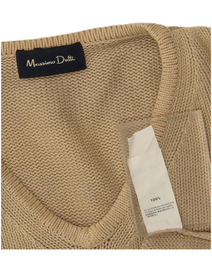 Męski sweter Massimo Dutti z dekoltem w kształcie litery V, duży, beżowy, bawełniany