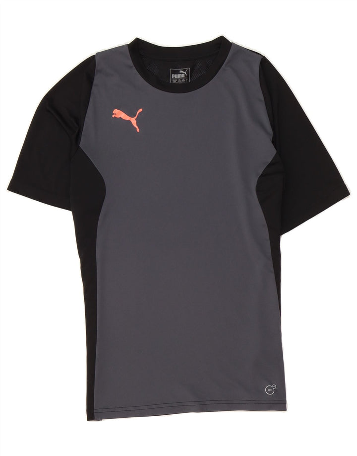 PUMA Mens T-Shirt Top  Medium Grey Colourblock Polyester Vintage Puma and Second-Hand Puma from Messina Hembry 
