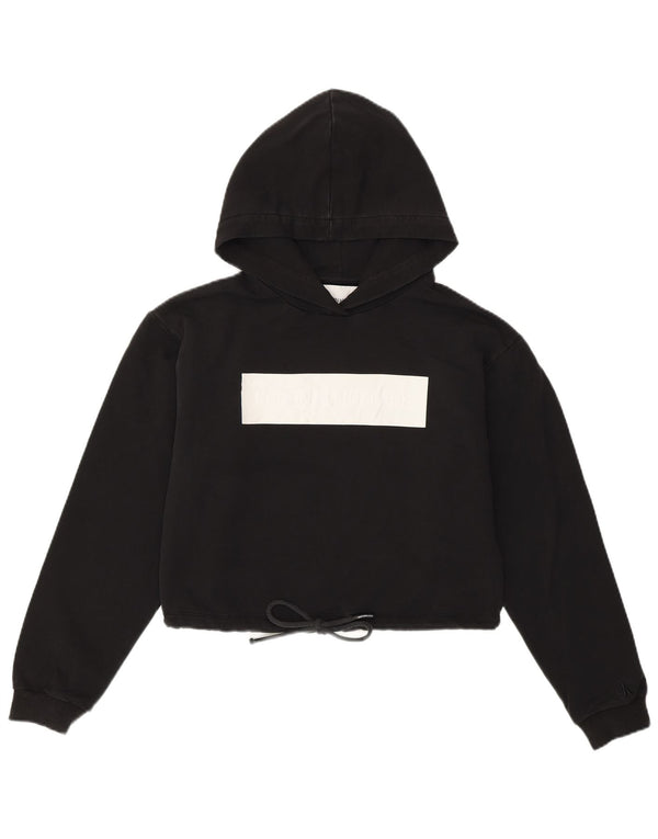 CALVIN KLEIN Damski sweter z kapturem i grafiką, UK 10, mały, czarny