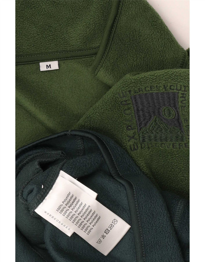 Męski sweter polarowy w stylu vintage z zamkiem błyskawicznym, poliester w kolorze średniej zieleni