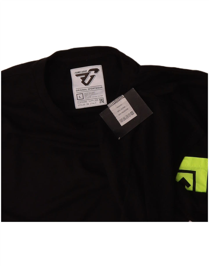FRANKIE GARAGE Mens Graphic T-Shirt Top Large Black Cotton
