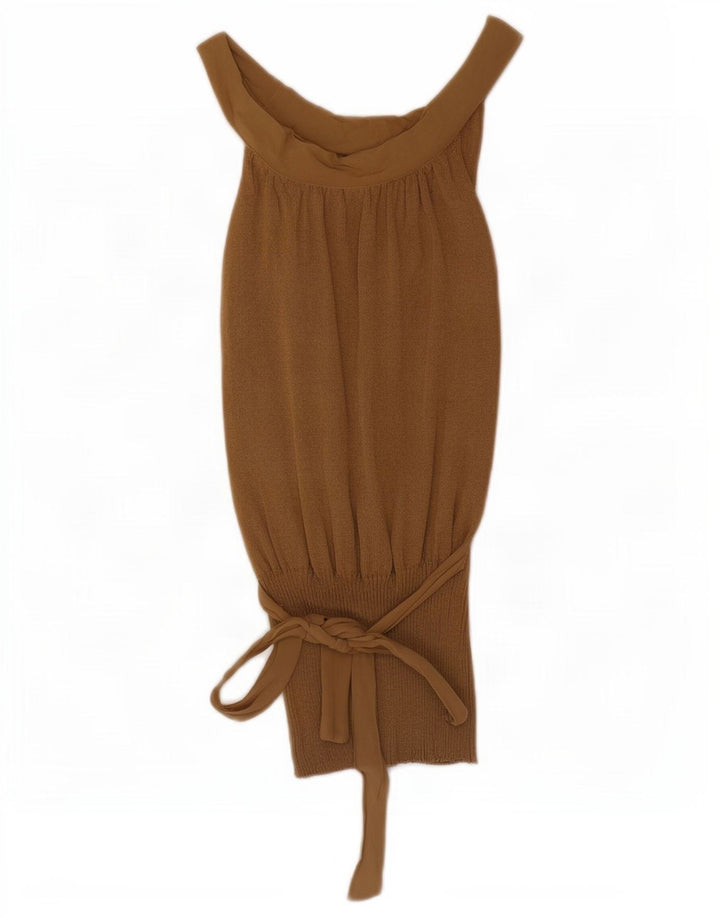 Damski top z odkrytymi ramionami Massimo Dutti UK 14, duży, brązowy, wiskoza