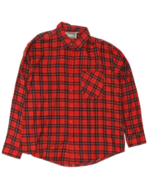 Vintage męska koszula flanelowa 2XL, bawełniana w czerwoną kratę